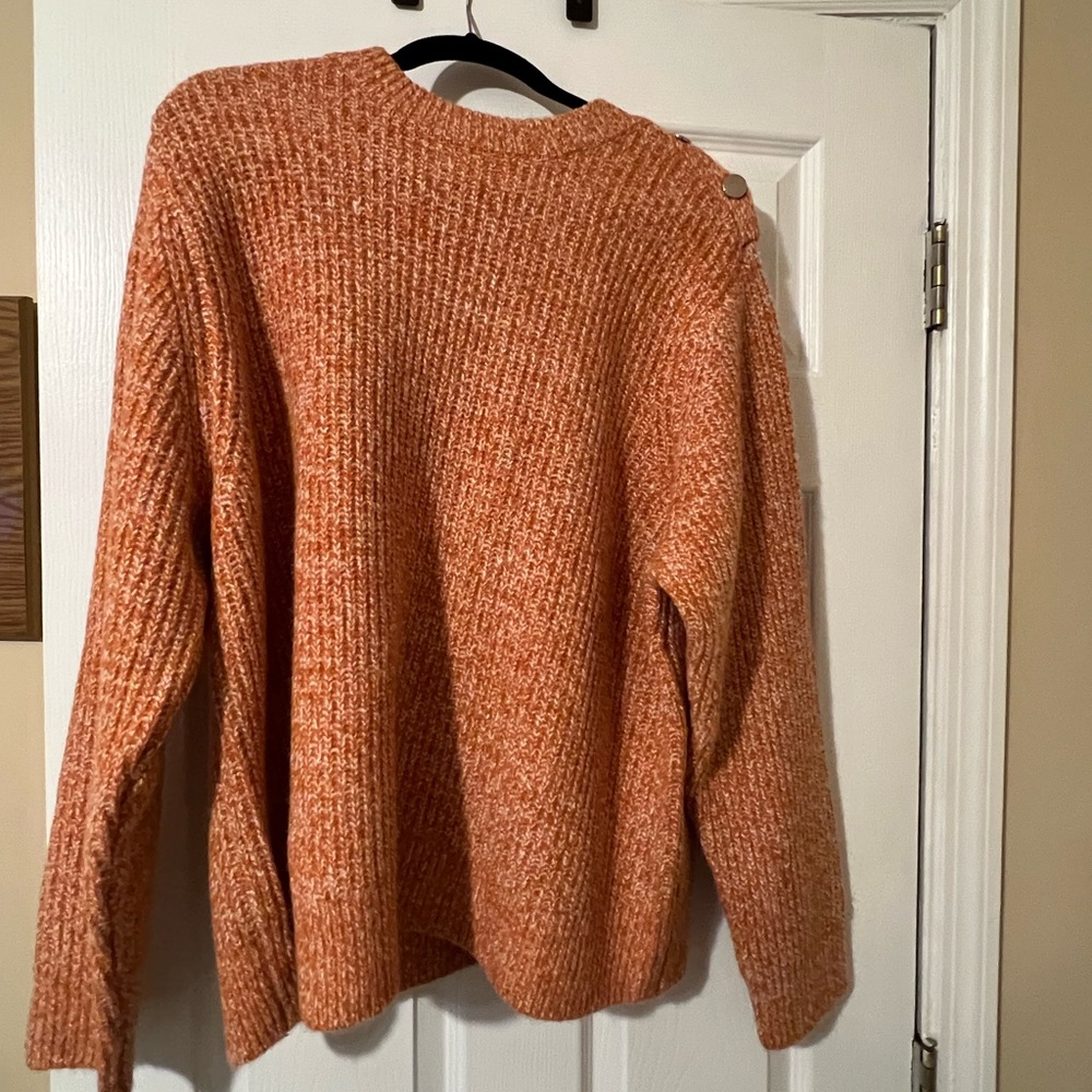 NWT Ava & Viv Orange Knit Sweater Gold Button Detail on Shoulder Size 1X